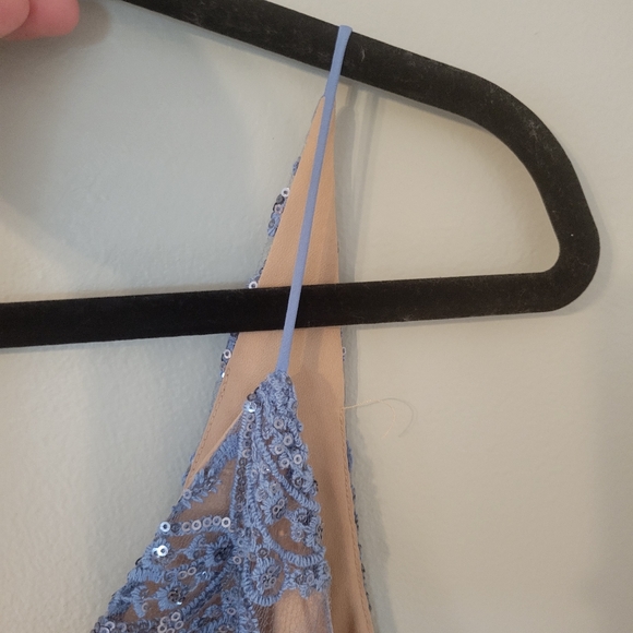 Free People Night Shimmers Pastel Blue Sequinced Mini Babydoll Dress. Size 4 - Picture 14 of 14
